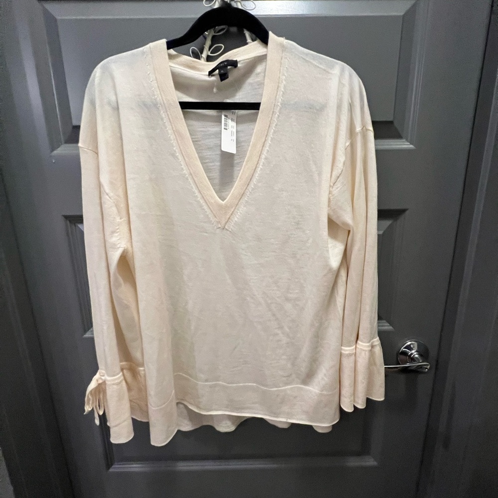 NWT J Crew Cream Bell Sleeve Sweater Size XL
